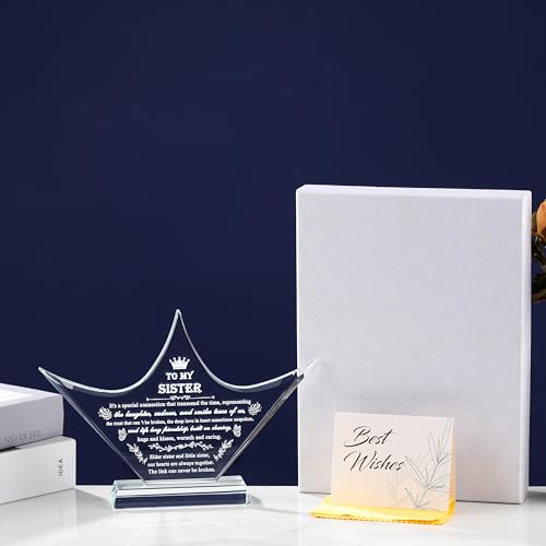 Movdyka Sisters Gifts from Sister - Crown Crystal Engraved Keepsake - Big Bestie Present for Girls Soul Gifts for Women - Best Unique Birthday Sister Gifts On Christamas Mothers Valentines - style: Sister-crown