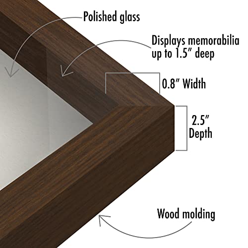 Americanflat 11x14 Shadow Box Frame with Shatter-Resistant Glass - Silhouette Collection - Large Shadow Box Display Case for Tabletop and Wall Display - Walnut with Soft Felt Back - color: Walnut, size: 11x14