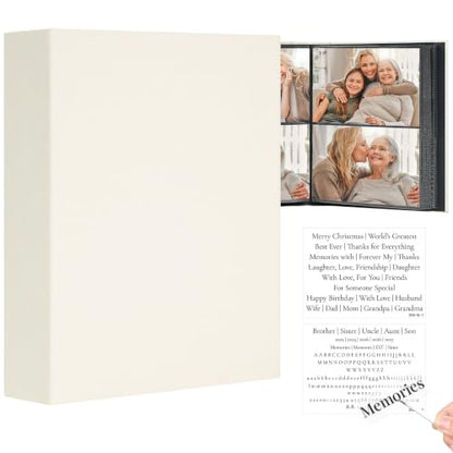 Vienrose 4x6 Gift Photo Album 200 Pockets DIY Cover Tweezers Beige | fabric cover, acid free pages, gifting themed crystal stickers, tweezers, friends wedding gift, photo book - color: Gift Edition, size: 200 Pockets