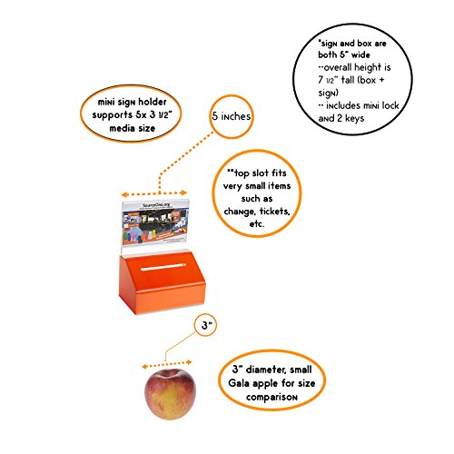 Acrylic Heavy Duty Donation/Ballot Box with Lock and Sign Holder - color: Orange, size: 40 Pack