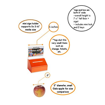Acrylic Heavy Duty Donation/Ballot Box with Lock and Sign Holder - color: Orange, size: 40 Pack
