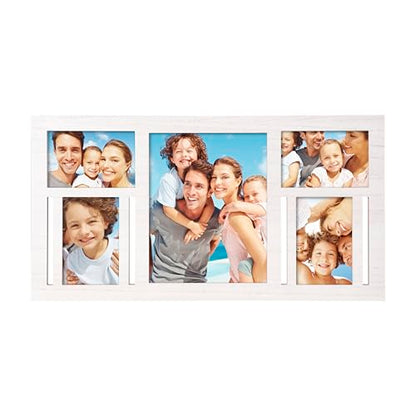Collage Picture Frame for Wall – White Multi Photo Frame Holds 8x10 and 4x6 - color: White, size: 5 Opening-Mixed