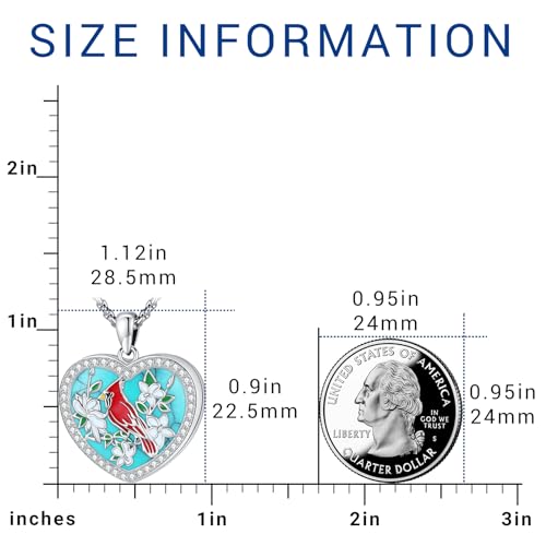Picture Locket Necklace for Women Men Rose 14K Real Gold 925 Sterling Silver Jewelry Heart Locket Necklace that Holds Pictures Tree of Life Viking Wolf Celtic Knot St Christopher St Michael Pendant - color: H-Heart Locket-cardinal-4