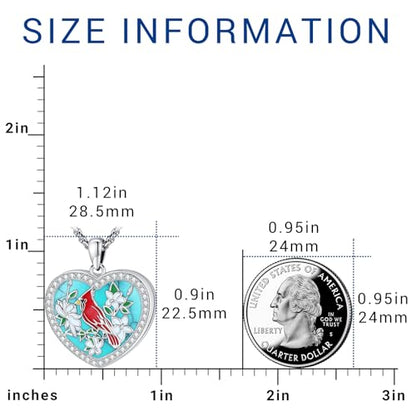 Picture Locket Necklace for Women Men Rose 14K Real Gold 925 Sterling Silver Jewelry Heart Locket Necklace that Holds Pictures Tree of Life Viking Wolf Celtic Knot St Christopher St Michael Pendant - color: H-Heart Locket-cardinal-4