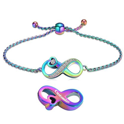 Urn for Ashes Infinity Bracelet for Women Girl Cubic Zirconia Cremation Keepsake Jewelry Gift for Human - color: Customize