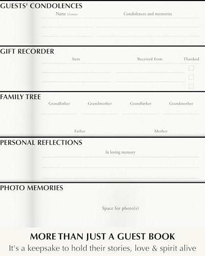 Funeral Guest Book Memorial Service – Celebration of Life Sign in Condolences Registry with Golden Pen | Elegant In Loving Memory Remembrance | Premium Hardcover 9 x 7 Inches, Table Sign & Back Pocket