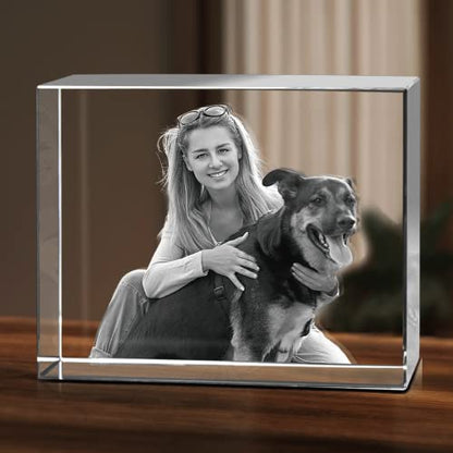 HAN'S LASER 3D Crystal Photo, Personalized Gift with Your Own Photo, Unique Father’s Day, Marriage, Memorial Present-Medium Portrait - size: Medium Portrait