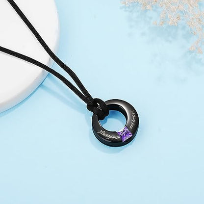 YOUFENG 3 Pieces Cremation Urn Necklaces for Ashes Keepsake Cremation Jewelry Cross Round Bar Birthstone Crystal Stainless Steel Memorial Pendant for Women Men - color: Pink Crystal