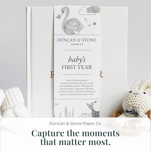 Duncan & Stone Baby Book First Year Memory Keepsake, Linen, Sky Blue - color: Sky Blue