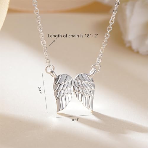 Little Hug from Heaven Angel Wings Necklace Gift for Women, Guardian Angel Sympathy Condolence Gift for Loss Mom Dad - style: angel wings neck silver