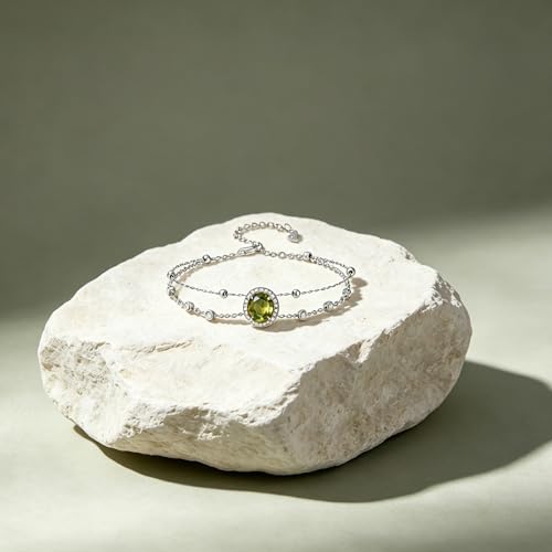Cremation Urn Bracelets 925 Sterling Silver Double Layered Cremation Ash Bracelet for Ashes with 12 Months Birthstone Urn Jewelry for Women Loved One Animals,Chain Length 7"+2" Extend - color: 08-August