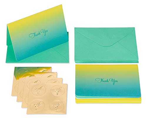 Papyrus Thank You Cards with Envelopes, Teal Ombre (16-Count) - color: Teal Ombre