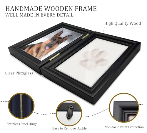 MYPAWLETS Clay Paw Print Kit for Dog Cat,Pawprint Keepsake Frame,L Black - color: Medium-Large Black