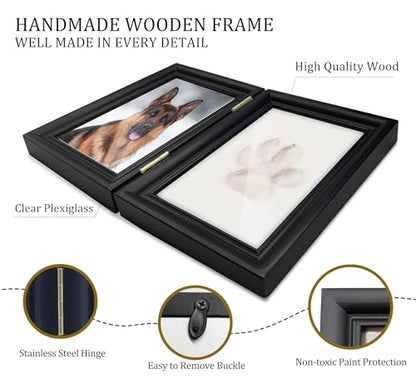MYPAWLETS Clay Paw Print Kit for Dog Cat,Pawprint Keepsake Frame,L Black - color: Medium-Large Black
