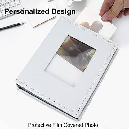 Vienrose Small Photo Album 4x6 Holds 52 Photos, 2 Pack Mini Leather Photo Album with Cover Window, Acid-Free Baby Picture Album for Wedding, Family, Travel & Gift Keepsake, White - color: White, size: 26 Pockets