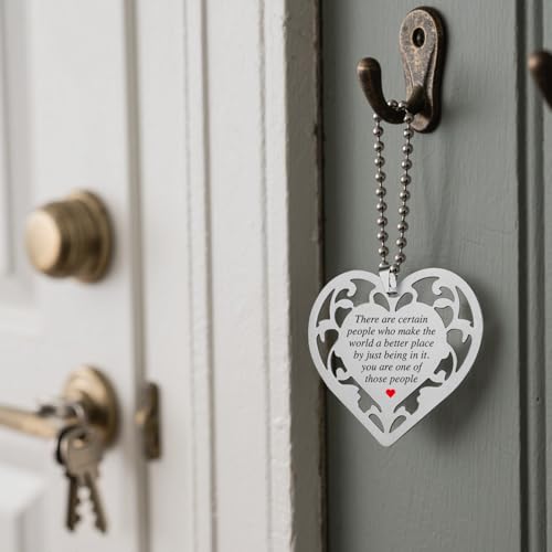 Heart Shaped Thank You Gift, Stainless Steel Appreciation Ornaments for Friends, Coworkers, Teachers, Inspirational Quote Ornaments for Birthday, Graduation, Farewell, or Just Because S2X40 - style: Heart Shaped