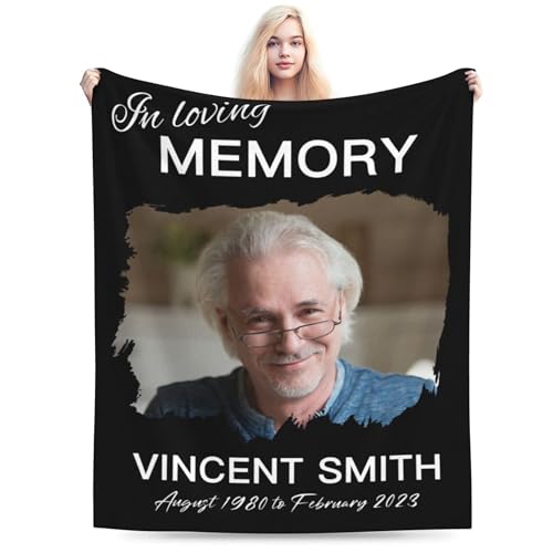 D-Story Custom Memorial Throw Blanket - in Loving Memory Photo Blanket for Loss of Mom Dad Grandma Son Daughter - Remembrance Gifts - Personalized Memorial Gift - color: Design 20