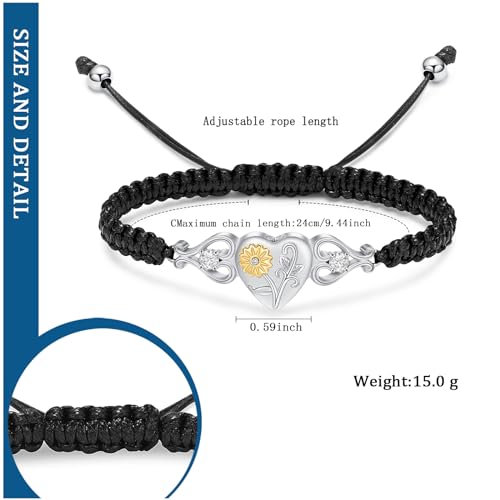 constantlife Double Heart Cremation Bracelet for Ashes for Women Stainless Steel Pendant Urn Memorial Jewelry Loved Ones Human Pet Funeral Keepsake Gift - color: Sunflower-Silver+Gold