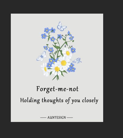 AUNTESIGN Forget-Me-Not and Queen Anne's Lace Pressed Wildflower Necklace | Birth Month Flowers Necklace | Gold/Silver Pressed Flower Jewelry | Mother's Day | Gift For Her - color: Forget-Me-Not and Queen Anne's Lace