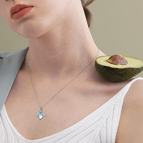 CRMAD Hummingbird/turtle/heart/dragonfly/bee/moon/tree of life Urn Necklace for Ashes Sterling Silver Jewelry for Women Memory Necklace - style: bee