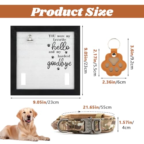Dog Memorial Gifts, Pet Memorial Frame with Collar Holder, Loss of Dogs Sympathy Gift, Pets Cat Remembrance Bereavement Gift, Pets Hair Dog Fur Keepsake Keyring, for Pet Lovers