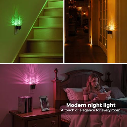 L LOHAS LED Night Light, 2 Pack Dimmable Night Lights Plug into Wall - color: Diamond-RGB, size: 2 Pack