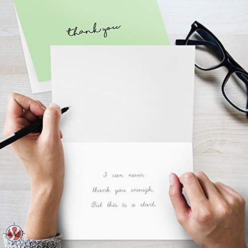 Baby Thank You Card – Elegant Light Green Mint Greeting for Birthdays, Baby Showers, Weddings, Business – White Blank Interior | 4.25 x 5.5” | Set of 25 Cards & 25 Envelopes - color: Mint Green
