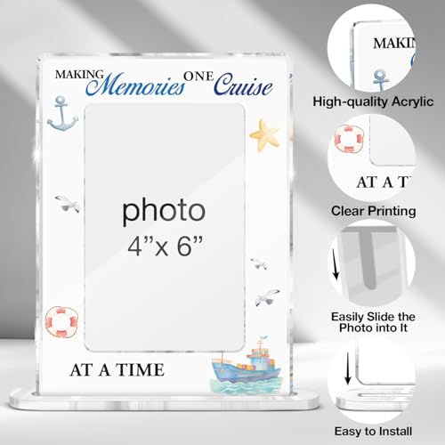 Beach Coastal Vacation Picture Frame, Cruise Lovers Gifts for Women Men Friends, Coastal Making Memories One Cruise Acrylic Picture Frame 4 x 6 Inch Photo - color: U-Making Memories