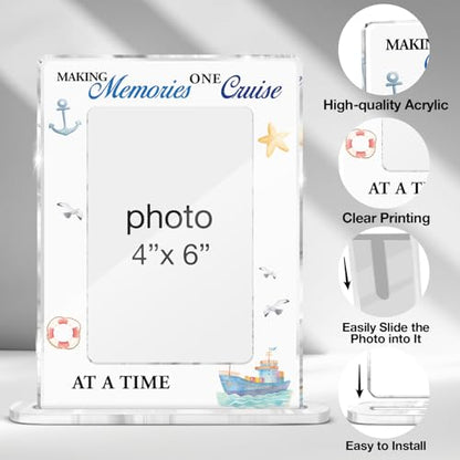 Beach Coastal Vacation Picture Frame, Cruise Lovers Gifts for Women Men Friends, Coastal Making Memories One Cruise Acrylic Picture Frame 4 x 6 Inch Photo - color: U-Making Memories