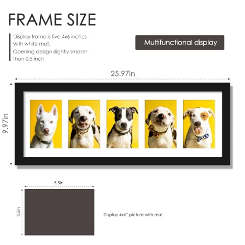 DUENPY 8x24 Collage Frame For 5 4x6 Photos Black - color: Black, size: 8x24（4x6 opening）