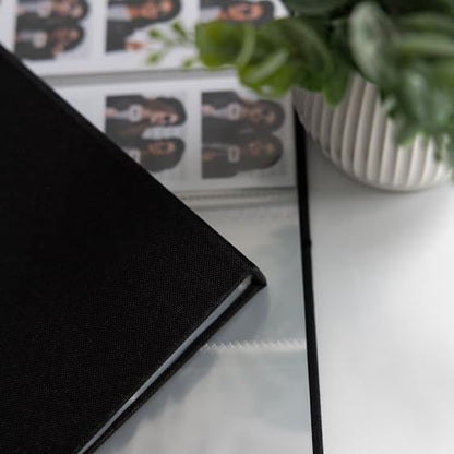 Hardcover Linen Photo Booth Photo Album - For Wedding or Party - Holds 80 Photobooth 2x6 Photo Strips - Slide In (JET BLACK, 2X6) - color: JET BLACK