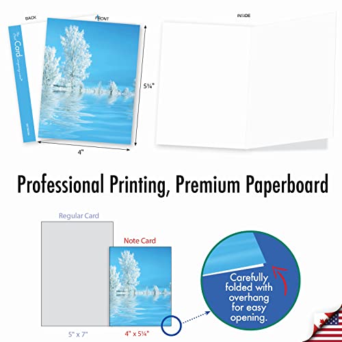 The Best Card Company - Box of 10 All Occasion Cards Blank (4 x 5.12 Inch) - Scenic Landscape Cards Assorted - Tree-flections AM6134OCB-B1x10-NB - style: Tree-flections