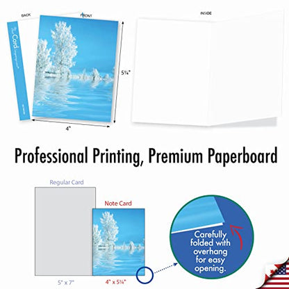 The Best Card Company - Box of 10 All Occasion Cards Blank (4 x 5.12 Inch) - Scenic Landscape Cards Assorted - Tree-flections AM6134OCB-B1x10-NB - style: Tree-flections