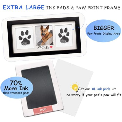 MYPAWLETS Paw Print Frame & Ink Pads Kit,Pawprint Kit for Dog/Cat,XL Black | 2 No Mess Ink Pads,Clean Touch,PawPrint Stamp Pad,Dog Nose Print,Quality Memorial Frame,Personalized Dog Mom Gifts - color: Large-Black