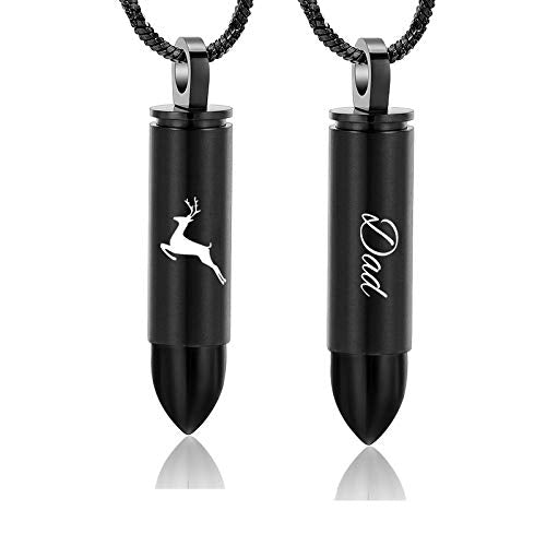 Yinplsmemory Cremation Jewelry for Ashes Locket Deer Bullet Pendant Urn Necklace for Ashes Keepsake Memorial Jewelry for Ashes for Dad Papa - color: Dad