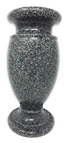 OPTIMUM Memorial Cemetery Flower Vase - Plastic (Black Granite) With Metal Ground Spike , Grave Marker , Decorations For Gravesite , Headstone Flowers Holder , Garden Lawn & Yard - color: Black Granite