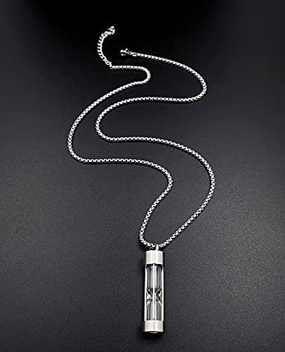YOUFENG Urn Necklace for Ashes Timeless Hourglass Memorial Pendant Keepsake Cremation Jewelry for Human Pet Ashes - color: Silver