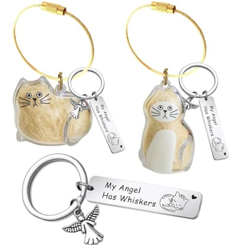 Pet Paw Print KeepSake Dog Memorial Suncatcher – Pet Fur Keepsake for Dog Hair, pet Hair Memorial keepsake - color: Miarita- Kien -Cat Hair Keychain