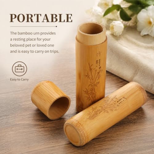 Small Bamboo Scattering Urn Tube, Ashes Biodegradable Scattering Cremation ECO Biodegradable Friendly Mini Spreading Cremation for Human Ashes Pet Dog Cat Ashes