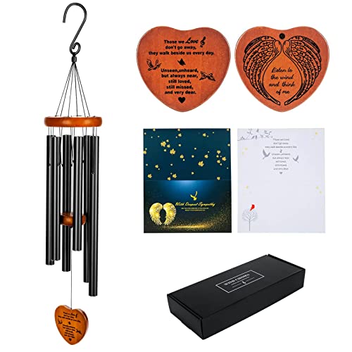32 Inch Memorial Wind Chimes for Outside, Black Aluminium Chime - size: 32"
