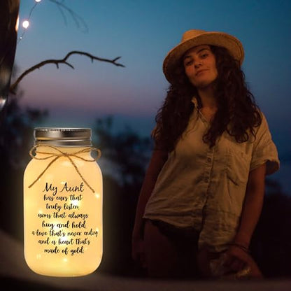 Maracco Aunt Gifts from Niece Nephew, Mason Jar Night Lights Birthday Gifts for Aunts, Auntie Gift Ideas, Best Aunt Ever Gift, Great Favorite Auntie Mason Jar (30oz) - color: Clear