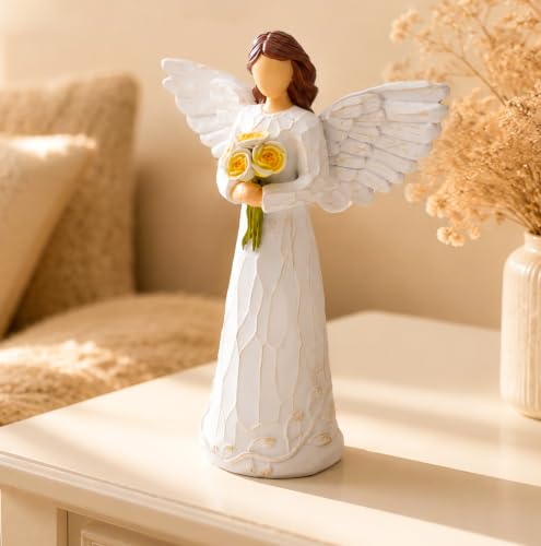 Retirement Gift for Woman, Happy Retirement Gift for Woman, 7" Angel Figurine for Retirement Party Decorations, Retired Gifts for Coworkers Friends,Angel Statue Holding Flowers - style: Retirement Gift