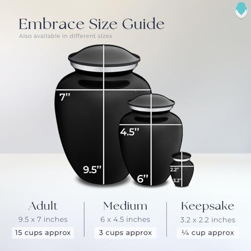 Embrace Keepsake Personalized Butterfly Cremation Urns for Human Ashes I Black Funeral Urn for Men and Women with Double Side Engraving I 3.5 lbs - color: Black
