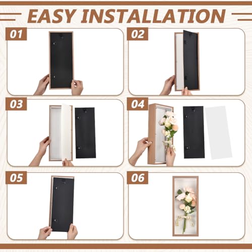 2Pcs Shadow Box Display Case, 14.4x6.1x2.56Inch Rectangle MDF Shadow Box Frame with Nail Hangers and Hook for Mother's Day Awards Memorabilia Flower Pictures Keepsakes Medals(Peru) - color: Peru