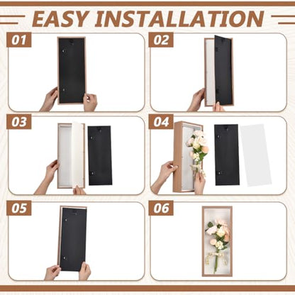2Pcs Shadow Box Display Case, 14.4x6.1x2.56Inch Rectangle MDF Shadow Box Frame with Nail Hangers and Hook for Mother's Day Awards Memorabilia Flower Pictures Keepsakes Medals(Peru) - color: Peru