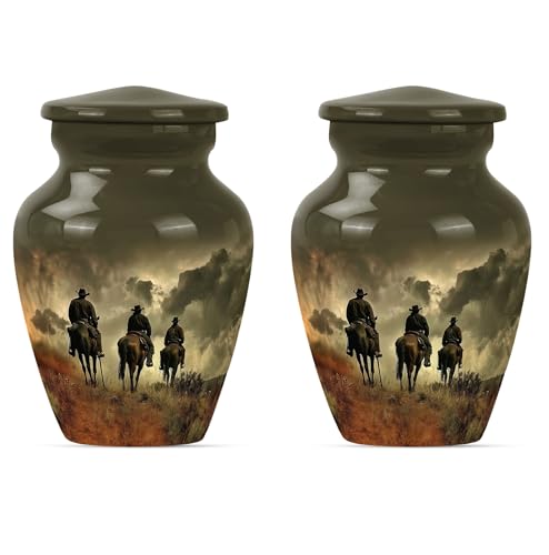 Cowboy Urn - Mini Urns for Ashes - Memorial Urn - Urn for Dad - Burial Urns for Cremated Remains - an Urn for Ashes (3 inch Pack of 2) - size: #3 (Set of 2)