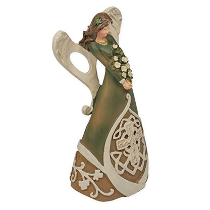 7" Luck of The Irish Woodcut Inspirational Angel Figure with Celtic Cross