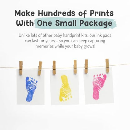 Baby Hand and Footprint Kit by Forever Fun Times | Get Hundreds of Detailed Prints with One Baby Safe Ink Pad | Easy to Clean, and Works with Any Paper or Card | Clean and Safe (Big Light Blue)