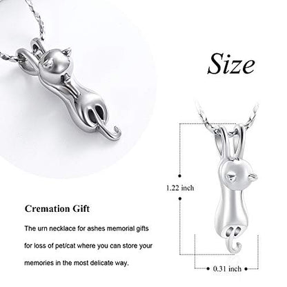 Imrsanl Pet Cremation Jewelry for Ashes Cat Urn Necklace - color: Silver