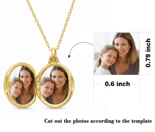 YOUFENG Love Heart Locket 14K Gold-Filled Oval Circle Rectangle Lockets that Hold Pictures Floral Patterns Necklace for Women - color: GoldOval